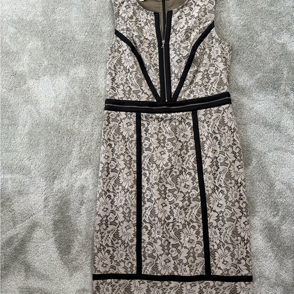 Elegant Lace Dress With Black Accents